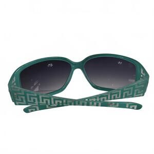 SolarX Green Sunglasses with Silver Greek Key Pattern b24